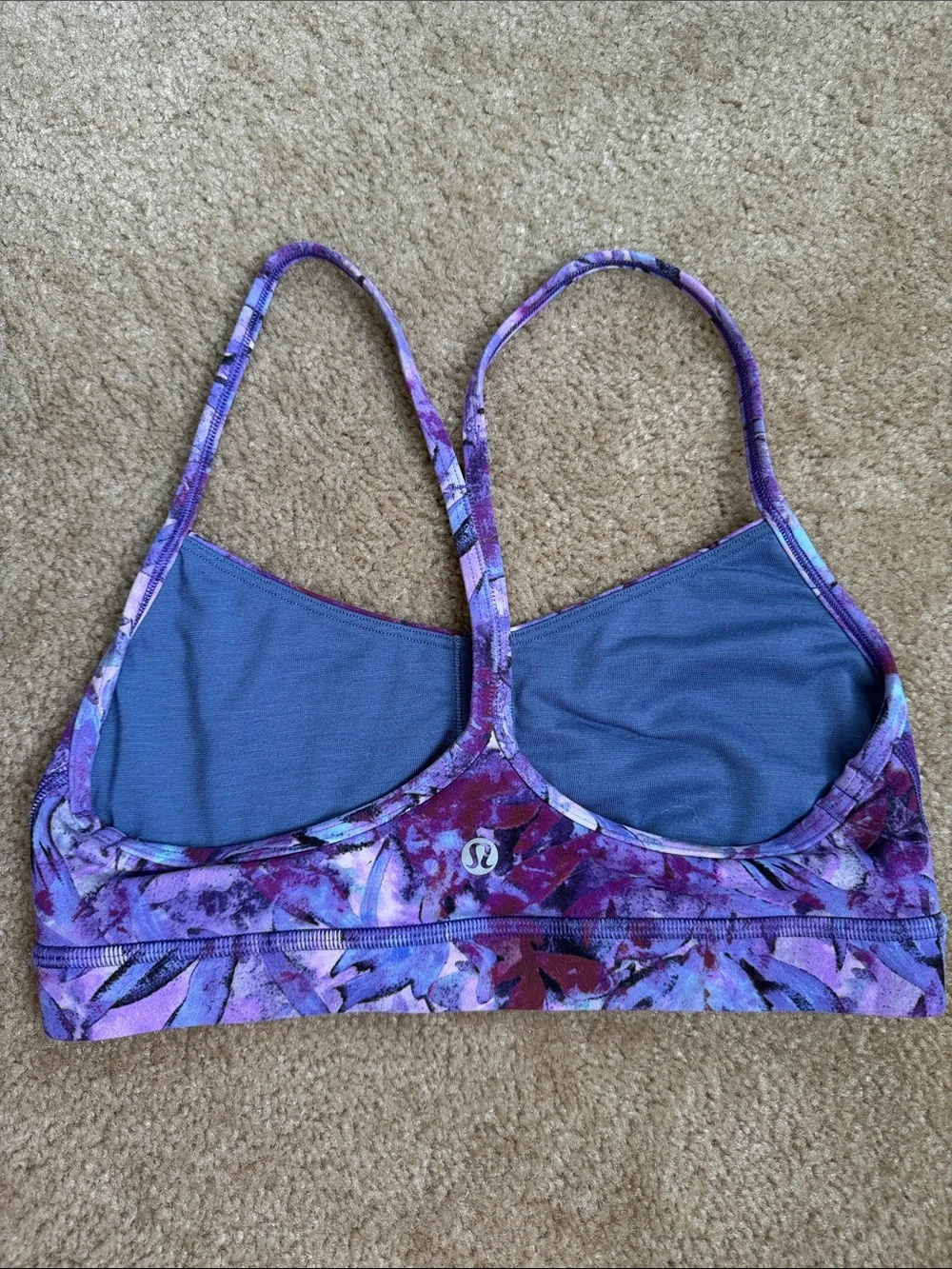Lululemon- Purple Floral Strappy Bralette XS